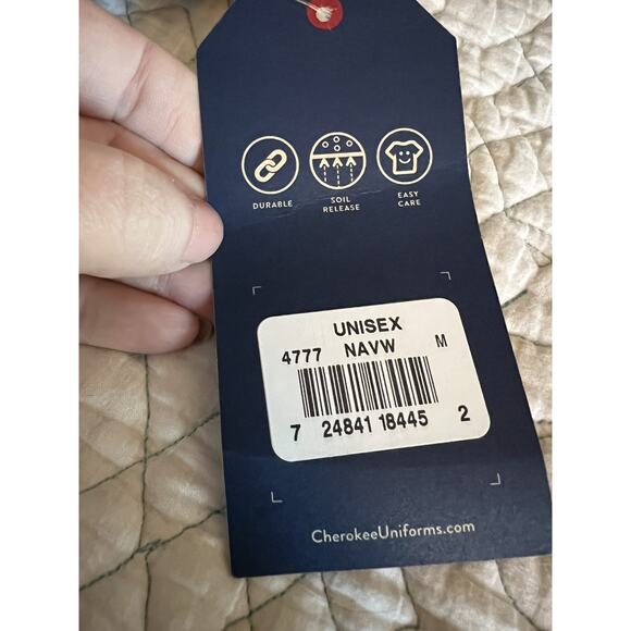 Cherokee Workwear Scrub Top Originals Unisex Medium Navy Blue V-Neck Medical Top - Picture 8 of 8